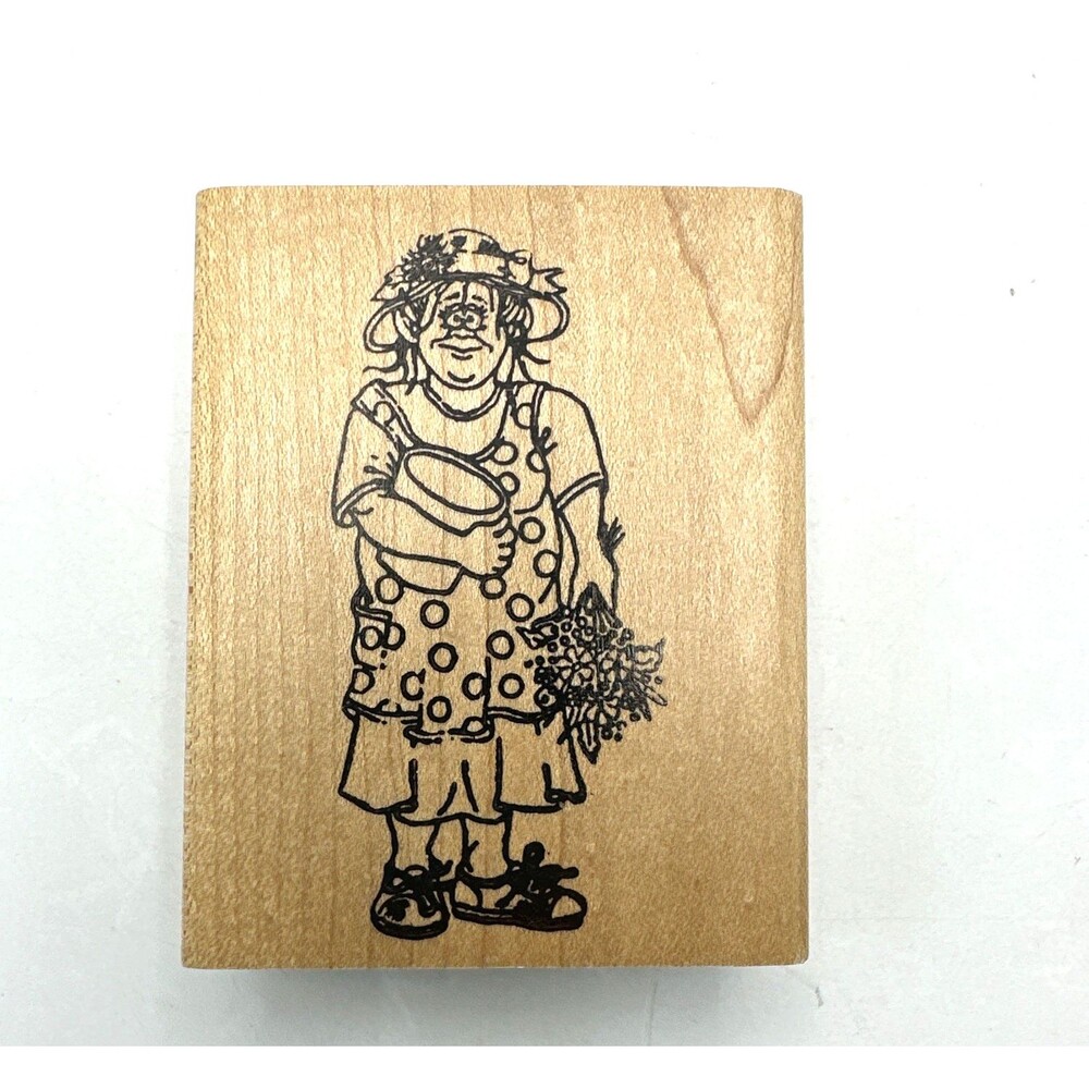 Art Gone Wild K2-382 Farmer Woman 1995 Rubber Stamp